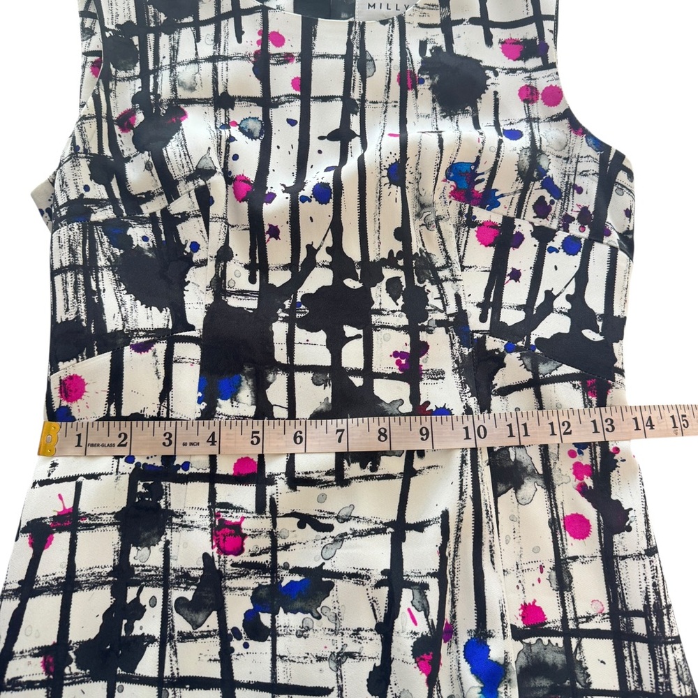 Milly Paint Splatter Scribble Abstract Shift Dress Sleeveless Career Workwear 2 - Picture 14 of 16